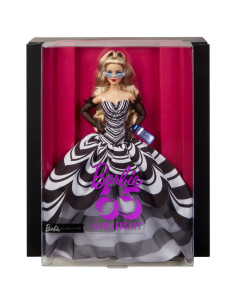 MTHRM58,Barbie Signature Aniversare 65 Ani Papusa Barbie Cu Rochie De Bal Alb Negru