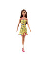 MTT7439_HBV08,Barbie Papusa Clasica Satena Cu Rochita Galbena Cu Imprimeu Cu Fluturi