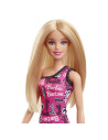 MTT7439_HRH07,Barbie Papusa Clasica Blonda Cu Rochita Roz Cu Imprimeu Barbie