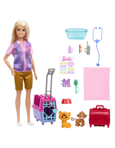 MTHRG50,Barbie You Can Be Set Papusa Cu Doua Animalute Din Jungla