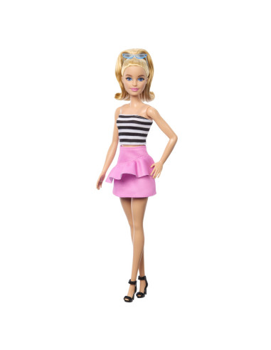 MTHRH11,Barbie Papusa Barbie Fashionista Blonda Cu Parul Prin In Coada Si Fusta Roz