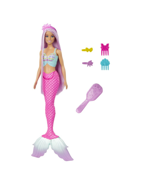 MTHRR00,Barbie Papusa Sirena Cu Par Mov Si Coada Roz
