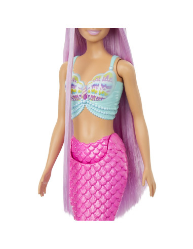 MTHRR00,Barbie Papusa Sirena Cu Par Mov Si Coada Roz