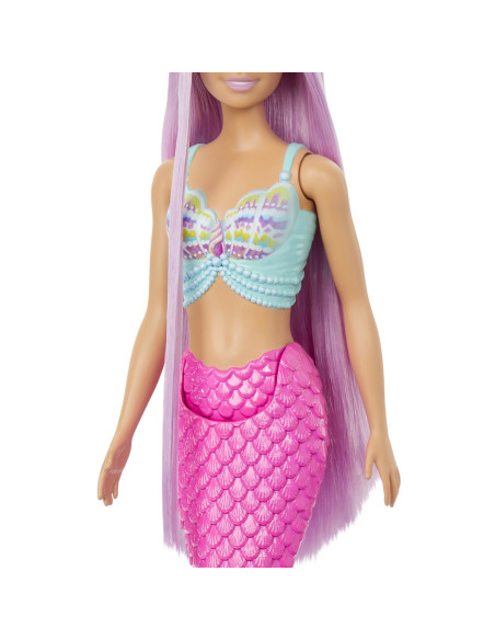 MTHRR00,Barbie Papusa Sirena Cu Par Mov Si Coada Roz