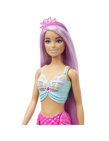 MTHRR00,Barbie Papusa Sirena Cu Par Mov Si Coada Roz