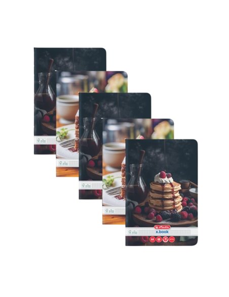 Set 5 x Caiet Matematica Herlitz A4, 60 file, 70g/mp, Motiv cupcakes