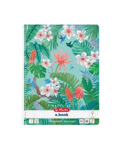 Caiet A4 cu spira Herlitz, 80 file, 70 g/mp, Matematica, Motiv ladylike, Verde