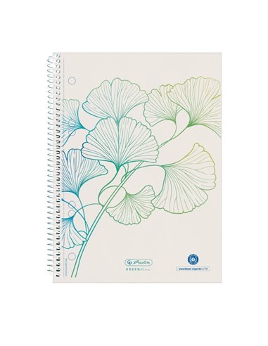 Caiet A5 cu spira Herlitz, 70 file, 80 g/mp, Matematica, Motiv Ginkgo