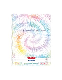 Caiet A4 cu spira Herlitz, 80 file, 80 g/mp, Matematica, Motiv new batik freedom