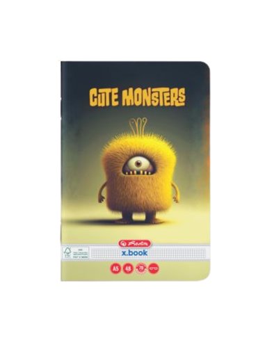 Caiet Herlitz A5, 48 file, 70g/mp,  Matematica, Motiv cute monster