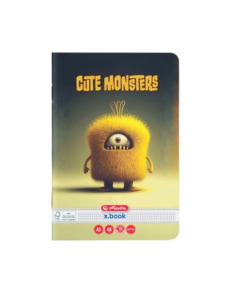 Caiet Herlitz A5, 48 file, 70g/mp,  Matematica, Motiv cute monster