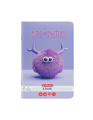 Caiet Herlitz A5, 48 file, 70g/mp,  Matematica, Motiv cute monster