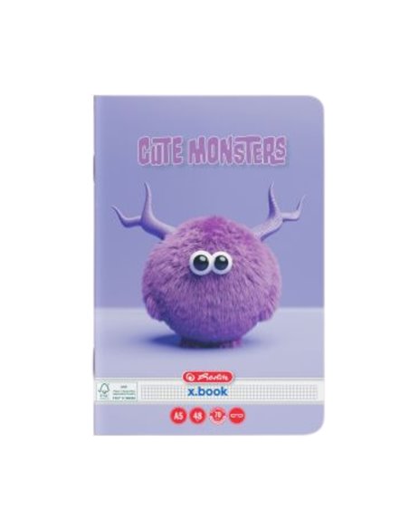 Caiet Herlitz A5, 48 file, 70g/mp,  Matematica, Motiv cute monster