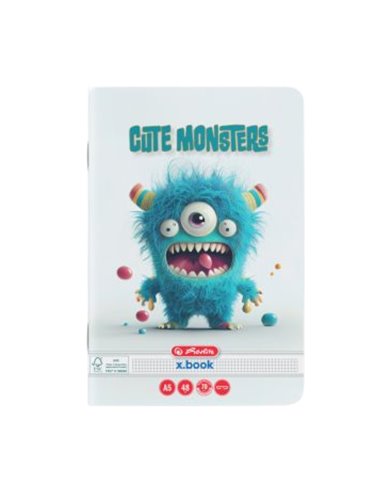 Caiet Herlitz A5, 48 file, 70g/mp,  Matematica, Motiv cute monster