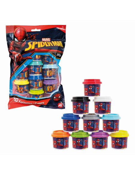 VV-1045-03599,Set 10 Borcanase De Plastilina Spiderman In Punga De Plastic