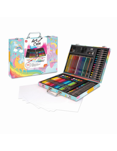 VV-1038-82051,Art Case Set De Desen Deluxe Cu 100 De Accesorii Unicorn