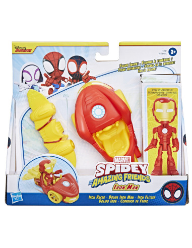 F6776_F7458,Spidey Prietenii Extraordinari Set Masinuta Si Figurina Si Accesoriu Iron Man