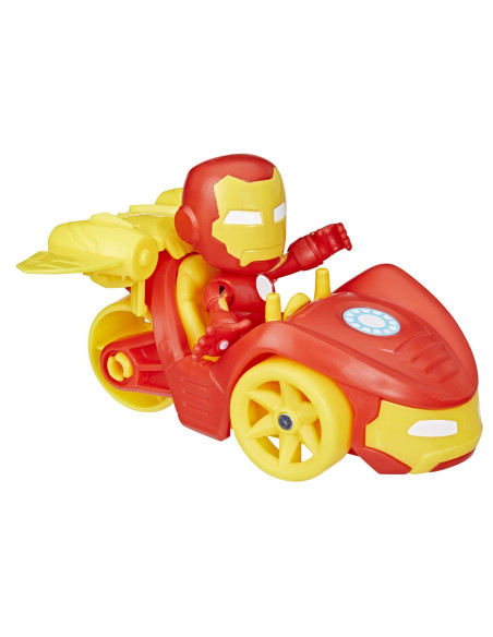 F6776_F7458,Spidey Prietenii Extraordinari Set Masinuta Si Figurina Si Accesoriu Iron Man