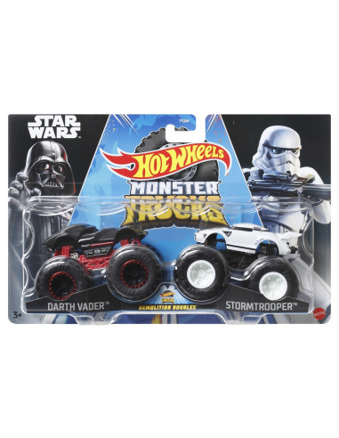 MTFYJ64_HLT59,Hot Wheels Monster Truck Set 2 Masini Scara 1 La 64 Darth Vader Si Stormtrooper