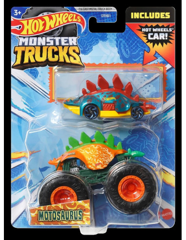 MTGRH81_HKM10,Hot Wheels Monster Truck Si Masinuta Metalica Motosaurus