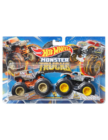 MTFYJ64_HNX26,Hot Wheels Monster Truck Set 2 Masini Scara 1 La 64 Hw Safari Si Wild Streak