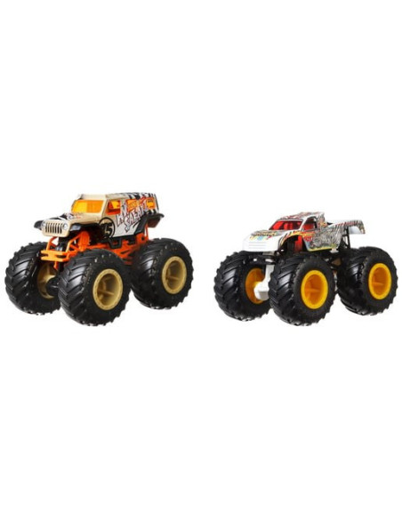 MTFYJ64_HNX26,Hot Wheels Monster Truck Set 2 Masini Scara 1 La 64 Hw Safari Si Wild Streak