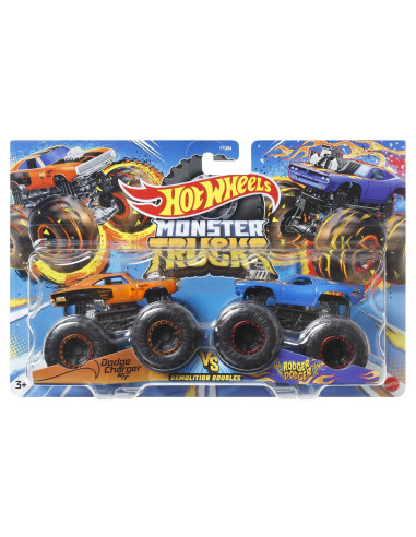 MTFYJ64_HNX30,Hot Wheels Monster Truck Set 2 Masini Scara 1 La 64 Dodger Charger Si Rodger Dodger