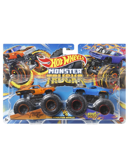 MTFYJ64_HNX30,Hot Wheels Monster Truck Set 2 Masini Scara 1 La 64 Dodger Charger Si Rodger Dodger