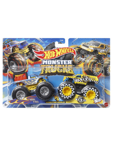 MTFYJ64_HLT67,Hot Wheels Monster Truck Set 2 Masini Scara 1 La 64 Haul Yall Si Taxi