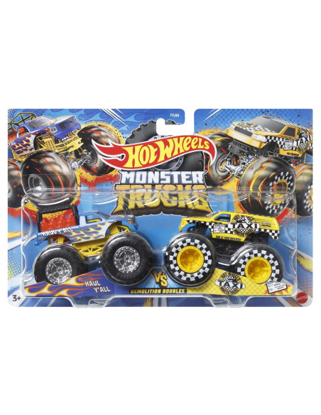 MTFYJ64_HLT67,Hot Wheels Monster Truck Set 2 Masini Scara 1 La 64 Haul Yall Si Taxi