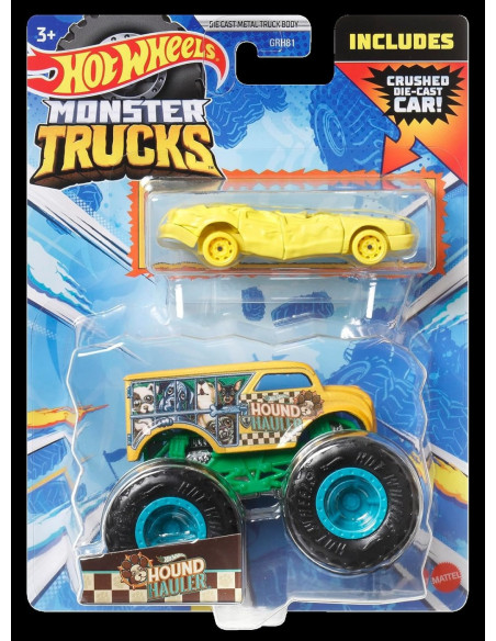 MTGRH81_HKM12,Hot Wheels Monster Truck Si Masinuta Metalica Hound Hauller