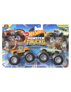 MTFYJ64_HWN61,Hot Wheels Monster Truck Set 2 Masini Scara 1 La 64 Hi-tail Hauler Si Silverado