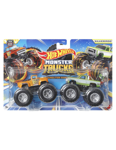 MTFYJ64_HWN61,Hot Wheels Monster Truck Set 2 Masini Scara 1 La 64 Hi-tail Hauler Si Silverado