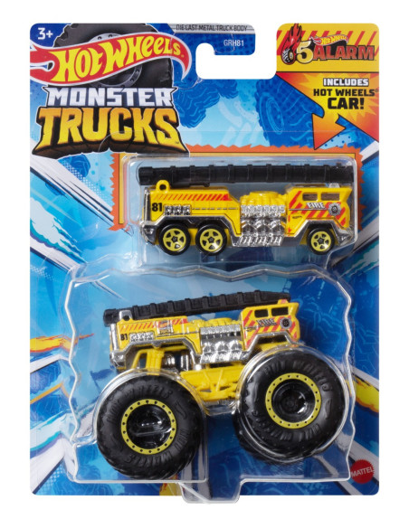 MTGRH81_HWN39,Hot Wheels Monster Truck Si Masinuta Metalica 5 Alarm
