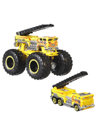 MTGRH81_HWN39,Hot Wheels Monster Truck Si Masinuta Metalica 5 Alarm