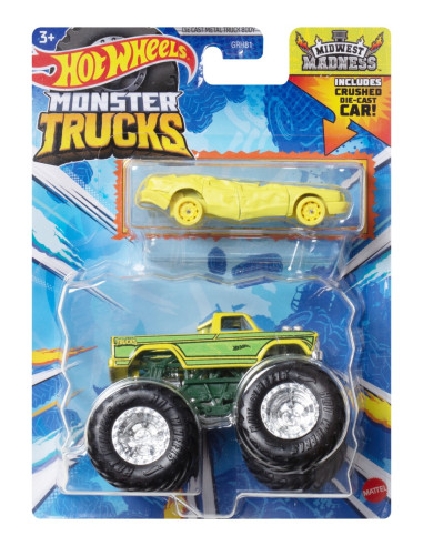 MTGRH81_HWN42,Hot Wheels Monster Truck Si Masinuta Metalica Midwest Madness