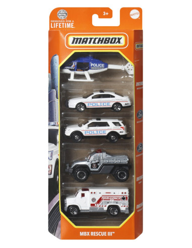 MTC1817_HVT72,Matchbox Set 5 Masinute Metalice Mbx Rescue Iii Scara 1:64