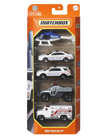 MTC1817_HVT72,Matchbox Set 5 Masinute Metalice Mbx Rescue Iii Scara 1:64