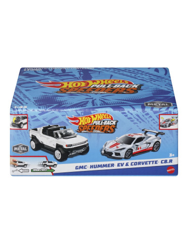 MTHPR91_HPR94,Hot Wheels Set 2 Masinute Metalice Pull Back Gmc Hummer Ev Si Corvette C8r 1:43