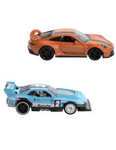 MTHPR91_HPR96,Hot Wheels Set 2 Masinute Metalice Pull Back Gt-scorcher Si Porsche 911 Gt3 1:43 2