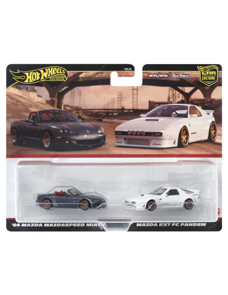 MTHBL96_HRR75,Hot Wheels Premium Set 2 Masinute Metalice Mazdaspeed Miata Si Mazda Rx7 Fc Pandem Scara 1:64