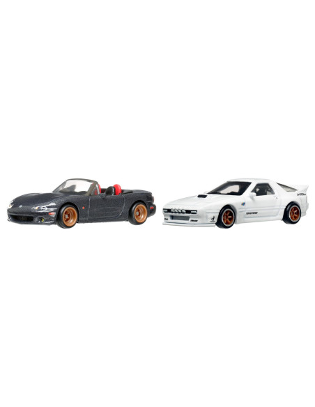 MTHBL96_HRR75,Hot Wheels Premium Set 2 Masinute Metalice Mazdaspeed Miata Si Mazda Rx7 Fc Pandem Scara 1:64