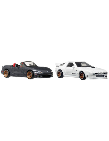 MTHBL96_HRR75,Hot Wheels Premium Set 2 Masinute Metalice Mazdaspeed Miata Si Mazda Rx7 Fc Pandem Scara 1:64