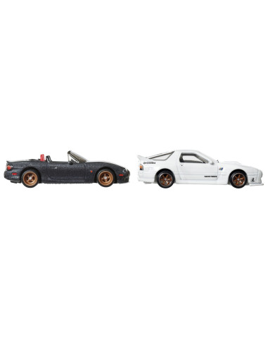 MTHBL96_HRR75,Hot Wheels Premium Set 2 Masinute Metalice Mazdaspeed Miata Si Mazda Rx7 Fc Pandem Scara 1:64