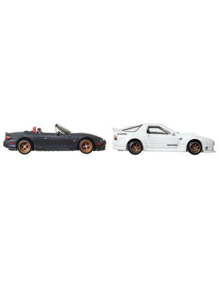 MTHBL96_HRR75,Hot Wheels Premium Set 2 Masinute Metalice Mazdaspeed Miata Si Mazda Rx7 Fc Pandem Scara 1:64