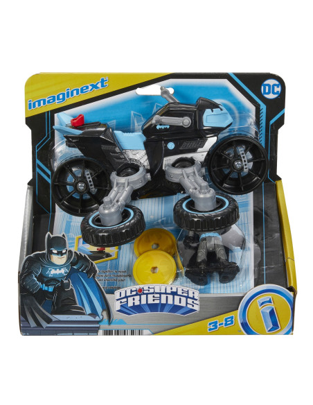 MTM5649_GXX13,Fisher Price Imaginext Dc Super Friends Vehicul Motocicleta Cu Figurina Batman Cu Costum Gri