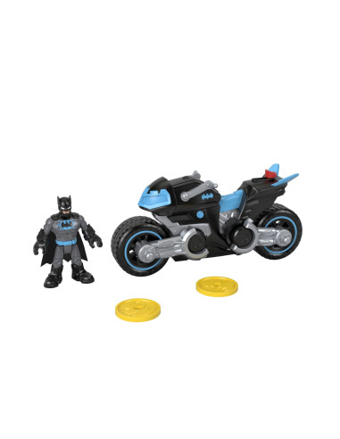 MTM5649_GXX13,Fisher Price Imaginext Dc Super Friends Vehicul Motocicleta Cu Figurina Batman Cu Costum Gri