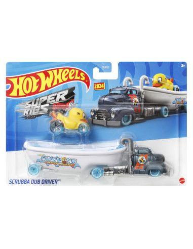 MTBDW51_HVD96,Set Camion Si Masina Sport Hot Wheels Scrubba Dub Driver