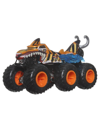 MTHWN86_HWN88,Hot Wheels Monster Truck Big Rigs Masinuta Metalica Cu 6 Roti Tiger Shark Scara 1:64