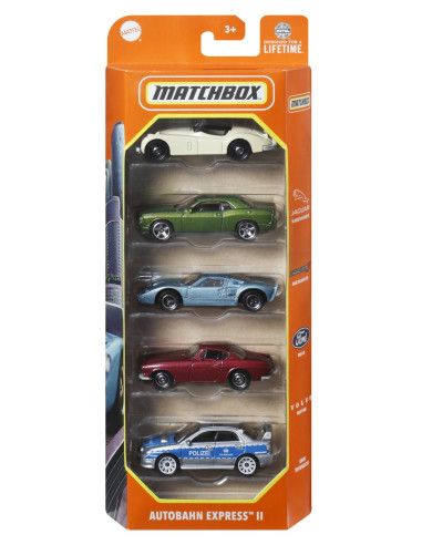 MTC1817_HVT73,Matchbox Set 5 Masinute Metalice Autobahn Express Ii Scara 1:64